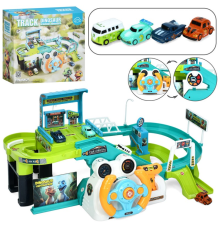 Автотренажер T917A кермо, трек/гараж, машинки, муз., бат., кор., 30-27-12,5 см.
