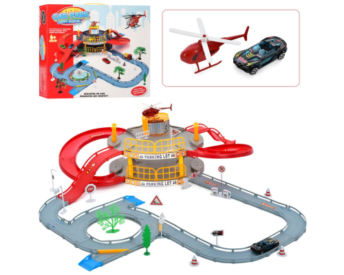 Гараж T328-A 2 поверхи, транспорт, дорожні знаки, дерева, кор., 41-36-7 см.