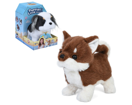 М'яка іграшка L0782-83 собака, ходить, рухливі хвіст та голова, 2 види,муз.,бат.,кор.,13-18,5-18,5см