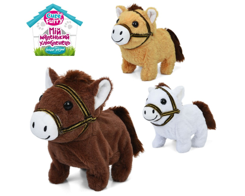 М'яка іграшка YG0263 конячка, ходить, 3 кольори, муз., бат., кул.