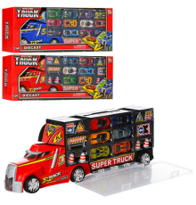 Трейлер SQ80506-AF-SQ80512-F контейнер з відділенням для машин, мет. машинки, 3 види,кор.,50-19-10см