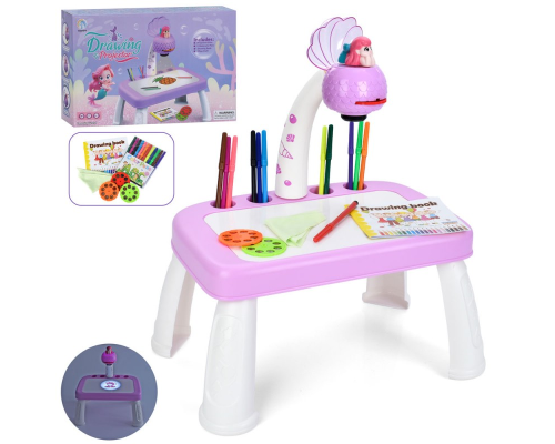 Проектор YM-89 русалка,столик,світло,слайди (24картинки),фломастери 12шт.,альбом,бат.,кор.,39-25,5-9