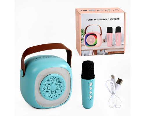 Караоке C 65431 (30) КОЛІР БЛАКИТНИЙ В НАЯВНОСТІ !! Bluetooth, AUX, мікрофон, підтримка TFcard, підсвічування, в коробці