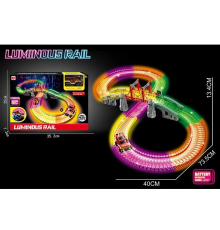 Трек 888-133 (48) люмінесцентний, довжина 74см, 199 деталей, машинка, автоматична їзда, підсвічування фар, в коробці