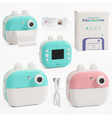 Фотоапарат-принтер C 73495 (40) 2 кольори, type-C, роз’єм для TF-карти, фото, відео, плеєр, 5 ігор, чорно-білий друк, рулон термопаперу, ремінець, в короб
