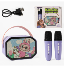 Караоке K 9 L (40) 2 мікрофони, вбудований акумулятор, Bluetooth, слот для TF-Card, роз’єм type-С, AUX, зміна голосу, мінус, регулювання гучності та підсвічув