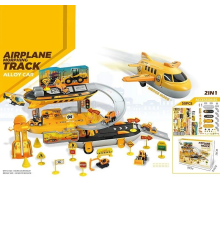 Парковка 6671 (36/2) 50 елементів, літак, 2в1, металопластикова машинка, дорожні знаки, в коробці