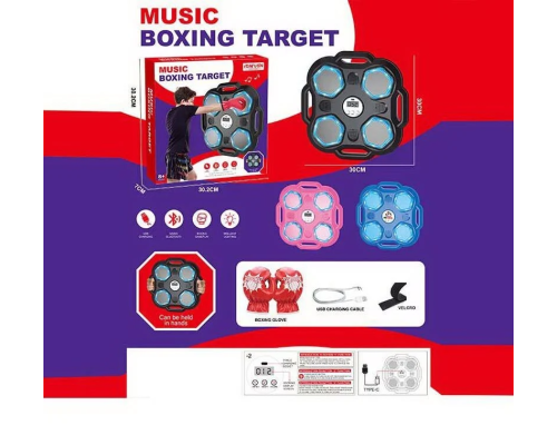 Електронний бокс 6501-2 (36) 3 кольори, підсвічування, музика, 1 пісня рос. мовою, bluetooth, вбудований акумулятор, регуляція гучності, рукавички, в ко