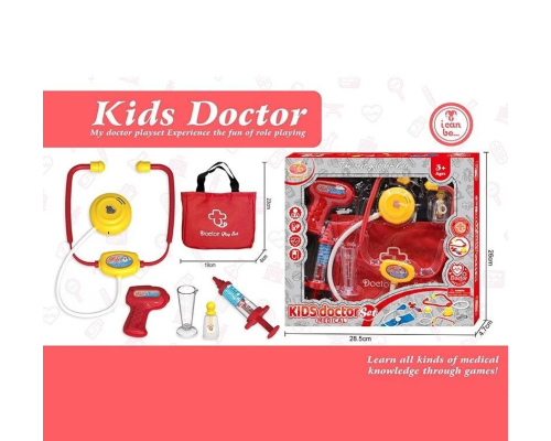 Набір лікаря KJ 1921 A-11 (72/2) сумка, стетоскоп, термометр, шприц, стаканчик, в коробці