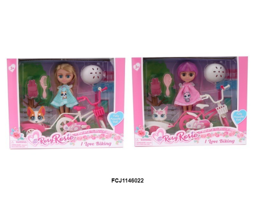 Лялька RR016 шарнірна, велосипед, тварина, аксесуари, 2 види, кор., 26-20,5-7,5 см.