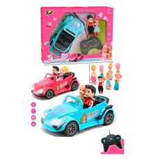 Машинка для ляльки 828-2 (24шт) р/к, 20см, світло, гумові колеса, лялька 11см 2шт, 2 види, на бат-ці, в кор-ці, 32,5-25,5-9,5см