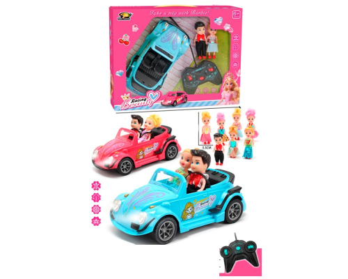 Машинка для ляльки 828-2 (24шт) р/к, 20см, світло, гумові колеса, лялька 11см 2шт, 2 види, на бат-ці, в кор-ці, 32,5-25,5-9,5см