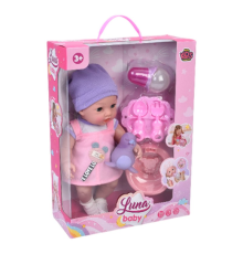 Пупс AKG-0054 п'є-пісяє, горщик, пляшечка, посуд, морський котик, кор., 26-36-11 см.