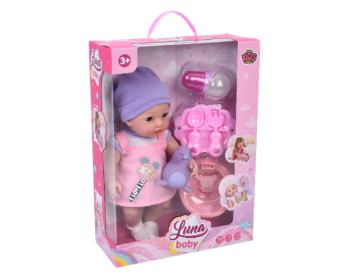 Пупс AKG-0054 п'є-пісяє, горщик, пляшечка, посуд, морський котик, кор., 26-36-11 см.