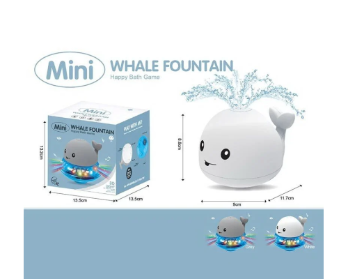 Гра для ванни 6688 BQ (72/2) “Кит”, фонтанчик, катається, підсвічування, 2 кольори, в коробці