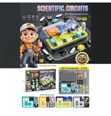 Електронний конструктор 77-53 K (24) 33 елементів, підсвічування, мелодія, 2 види перемикачів, 4 картки із прикладами, основа для збірки, в коробці