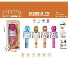 Мікрофон WS 858 A (144/2) Bluetooth, зміна голосу, ехо, кілька режимів, AUX, роз’єм для TF-карти, підсвічування, регуляція гучності, в коробці, ВИДАЄТ