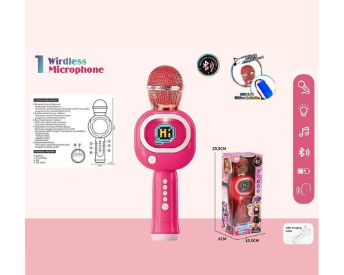 Мікрофон HY 850 E (96/2) підсвічування, 3 ефекти зміни голосу, регулювання гучності, Bluetooth, слот для TF-карти, в коробці