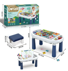 Ігровий столик MC 348 (18) розмір 46?26.5?24 см, мозаїка, пазли з динозаврами, дошка для малювання, фломастери, місце для їх зберігання, в коробці