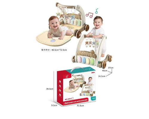 Ходунки-каталка 1011 (16) мелодії, підсвічування, килимок, 4 великі клавіші, підвісні іграшки, в коробці