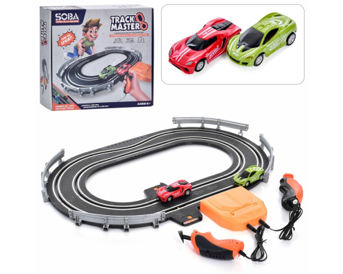 Трек A64-1A дистанція 51-32см.(126см.), машинки 2шт., від мережі 220V або бат., кор.,34,5-30,5-5,5см