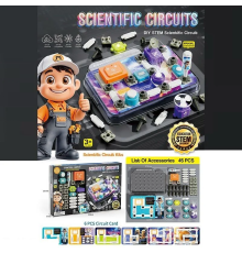 Електронний конструктор 77-54 K (24) 45 елементів, підсвічування, радар, 3 види перемикачів, 6 карток із прикладами, основа для збірки, в коробці