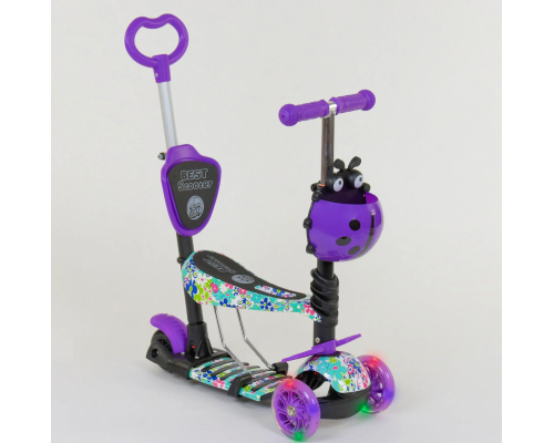 Самокат 5в1 68995 (1) Best Scooter, АБСТРАКЦІЯ, PU колеса, ПІДСВІЧУВАННЯ КОЛІС, в коробці