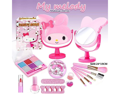 Набір косметики L 5295 M (72/2) настільне  дзеркало, набір для манікюру, пензлики, лак, прикраси, глітер для повік та аплікатор, в коробці