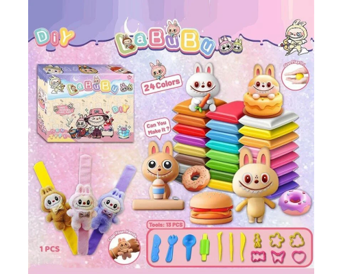 Повітряний пластилін L 5340 (120/2) 3 види, 24 кольори, герой, браслет на руку, формочки, в коробці, ВИДАЄТЬСЯ ТІЛЬКИ МІКС ВИДІВ