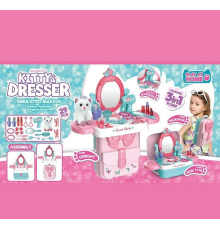 Трюмо 661-3003 (18) пластиковий рюкзачок, ремінці, муляж косметики, аксесуари, м’яка іграшка - котик,  в коробців коробці