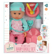 Пупс 6520 (24) висота 30 см, п’є, ходить на горщик, пляшечка, пустушка, тарілочка, знімний одяг, в коробці
