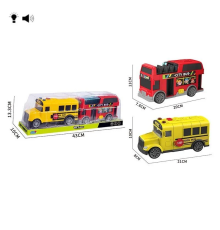 Набір спецтехніки HH 3020 (48/2) 2 автобуси, підсвічування, звук, інерція, рухомі елементи, в слюді