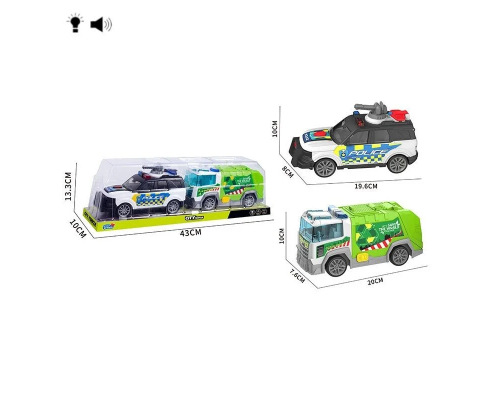 Набір спецтехніки HH 3026 (48/2) 2 машини, підсвічування, звук, інерція, рухомі елементи, в слюді