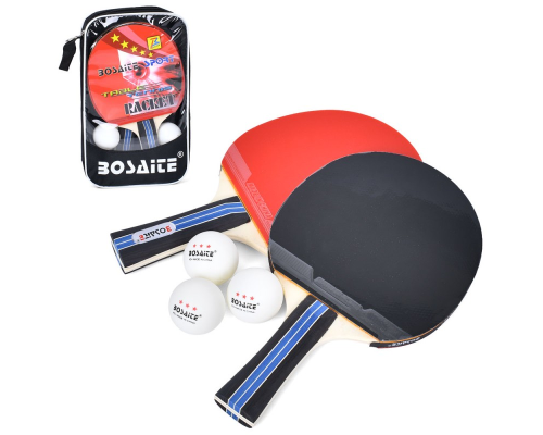 Ракетка MS 2197 2 шт., дерев'яні, кульки 3 шт., чохол, 17-27-3,5 см.