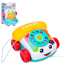 Іграшка 6616 телефон, каталка на шнурі, рухливий диск, 2 кольори, бліст., 19-26-10 см.