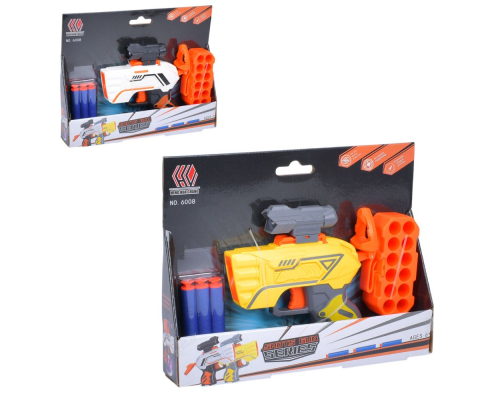 Пістолет 6008A м'які кулі-присоски 3 шт., 2 кольори, кор., 25,5-20-4,5 см.