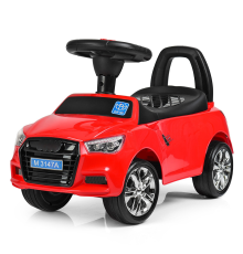 Каталка-толокар M 3147A-3 багажник під сидінням, муз., світло, бат., кор., червоний, 63,5-37-29 см.