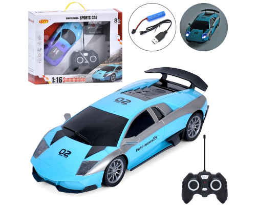 Машина 2256-58 радіокер., акум., 1:16, гумові колеса, USB, 2 види, світло, кор., 43-34-9,5 см.