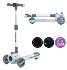 Самокат JR3-135-G метал+пластик,3 колеса ПУ,2передніх 125мм,1 заднє 90мм,світло,муз.,підніжка,бат.,
