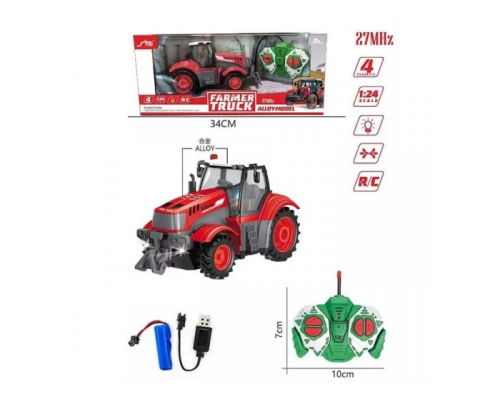 Трактор HJ8011 радіокер., акум., 1:24, гум. колеса, USB, світло, кор., 34-15-12 см.