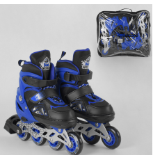 Ролики 9566-S Best Roller / розмір 30-33 / колір - СИНІЙ (6) колеса PU, ПЕРЕДНЄ КОЛЕСО СВІТЛО, в сумці, d коліс - 6.5 см