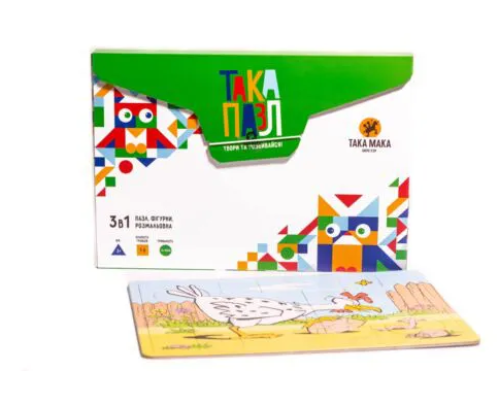 ТАКА ПАЗЛ -набір 3 в 1(зелена,курочка)