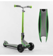 Самокат триколісний Best Scooter G-32203 MAXI (4) складане алюмінієве кермо, передні колеса PU 135х50мм, задні 80х50мм, зі світлом, в коробці