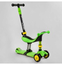 Самокат-велобіг 3в1 триколісний BS-30802 (4) Best Scooter, 3 колеса PU зі світлом, сидіння, амортизатори, батьківська ручка