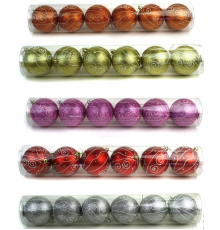 Кулі новорічні №DC-14239 колір. з малюнком діам. 8см мікс. кольору в ПВС колбі (64)