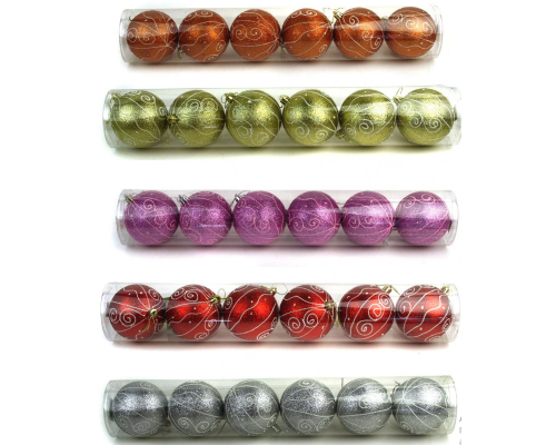 Кулі новорічні №DC-14239 колір. з малюнком діам. 8см мікс. кольору в ПВС колбі (64)