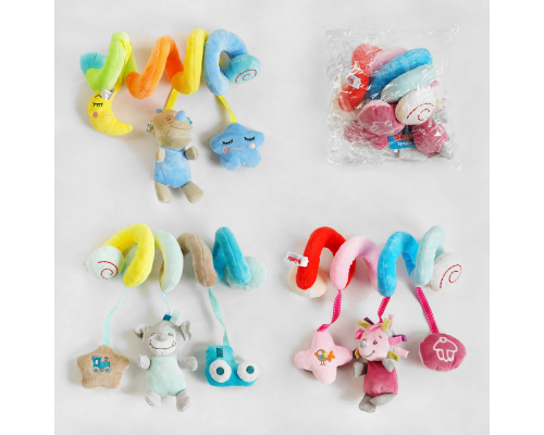 Брязкальце м'яке С 47838 (150) "Bimbo", 3 види, розтяжка, пискавка, шелесткі та гримлячі елементи, в пакеті