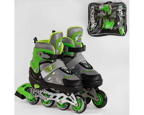 Ролики 65992-S Best Roller /розмір 30-33/ колір – ЗЕЛЕНИЙ (6) колеса PU, ПЕРЕДНЄ КОЛЕСО СВІТЛО, в сумці, d коліс – 6.5 см [ПВХ пакет на змейке]