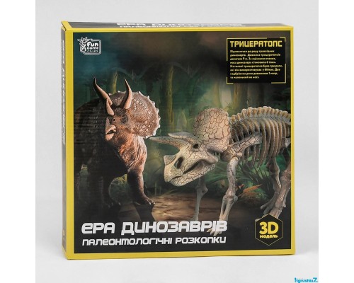 Розкопки "Ера динозаврів" 60407 (36/2) “4FUN Game Club”, “Трицератопс”, 3D модель, захисні окуляри, інструменти, в коробці [Коробка]