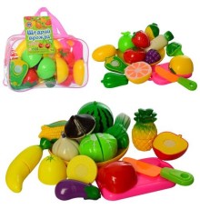 Фрукти 2018А овочі, на липучці, тарілка, дощечка, ніж, 2 види, сумка, 22-14-7 см.